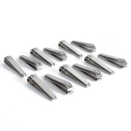 ForPro Professional Collection Flat Jaw Toe Nail Clippers, Stainless Steel, Heavy Duty Flat Edge Toenail Cutter with Built-in Nail File, 12-Count