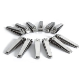 ForPro Professional Collection Flat Jaw Toe Nail Clippers, Stainless Steel, Heavy Duty Flat Edge Toenail Cutter with Built-in Nail File, 12-Count