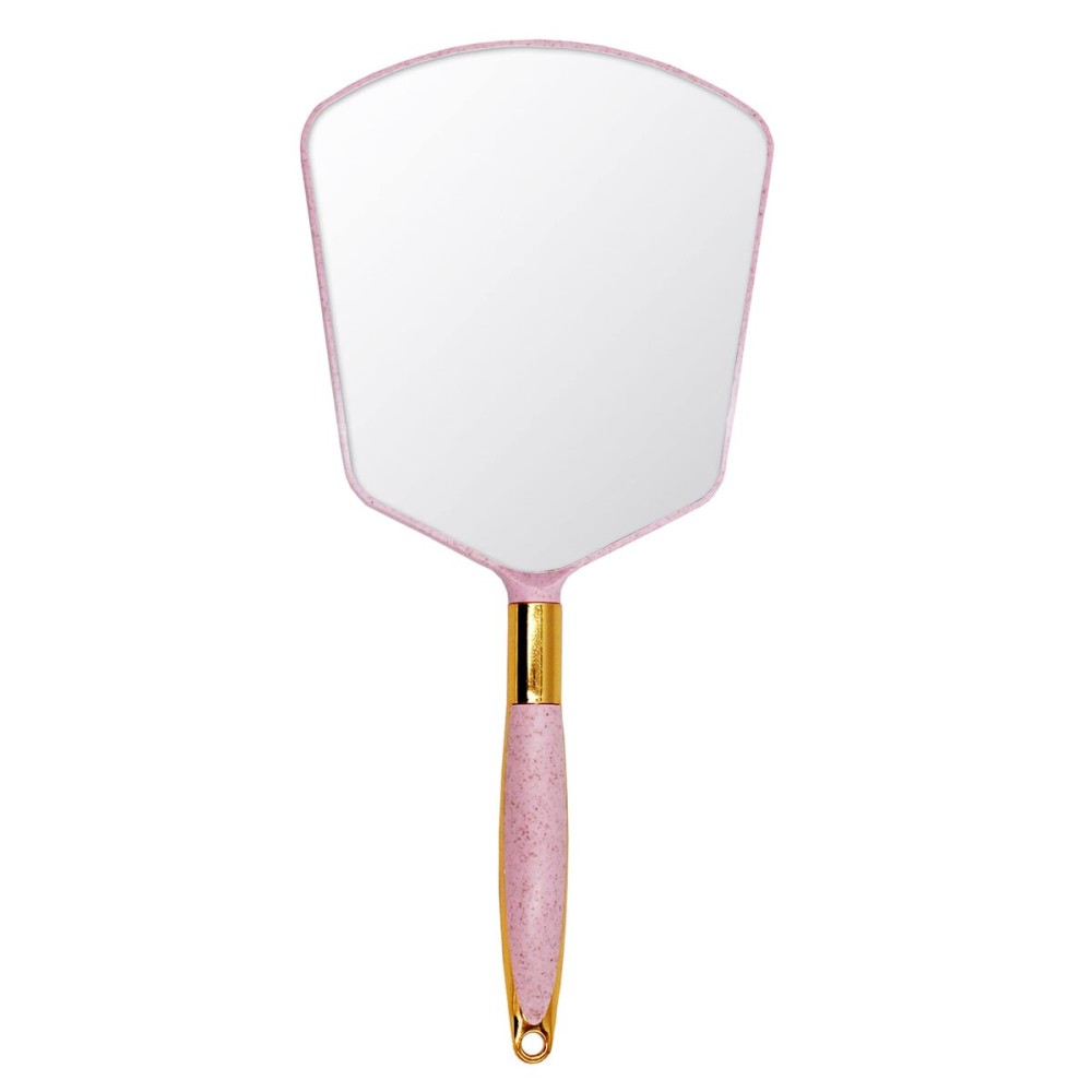 Eaoundm Hand Held Mirror with Handle, Makeup Hand Mirror with Hook Hole for Bathroom and Bedroom, Barbers Haircut Mirror for Home and Salon (6 W X13 L inchs, Pink)