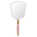 Eaoundm Hand Held Mirror with Handle, Makeup Hand Mirror with Hook Hole for Bathroom and Bedroom, Barbers Haircut Mirror for Home and Salon (6 W X13 L inchs, Pink)