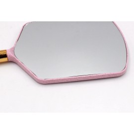 Eaoundm Hand Held Mirror with Handle, Makeup Hand Mirror with Hook Hole for Bathroom and Bedroom, Barbers Haircut Mirror for Home and Salon (6 W X13 L inchs, Pink)
