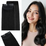 SEGO 4 Inch Clip in Hair Piece 2 Clips Clip in Remy Human Hair Extensions Short Straight Hairpieces Invisible Hairpin for Thinning Hair Adding Hair Volume Natural Cushion High 1 Jet Black 8g