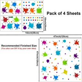 Maydahui Multicolor Paint Splatter Wall Decals Splatter Splotches Wall Sticker (47x47 Inch) Peel Stick Removable Ink Paint Art Decor for Kids Bedroom Kindergarten Nursery Classroom