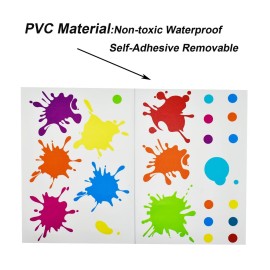 Maydahui Multicolor Paint Splatter Wall Decals Splatter Splotches Wall Sticker (47x47 Inch) Peel Stick Removable Ink Paint Art Decor for Kids Bedroom Kindergarten Nursery Classroom
