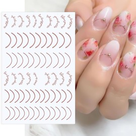 SILPECWEE 14 Sheets Gold Nail Stickers French Line Metallic Curve Strip Nail Decals Self Adhesive Nail Art Stickers Nail Design Stickers 3D Nail Decoration for Women Kids SILPECWEE 14 Sheets Gold Nail Stickers French Line Metallic Curve Strip Nail Decals Self Adhesive Nail Art Stickers Nail Design Stickers 3D Nail Decoration for Women Kids