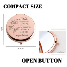 GAOLZIUY Gifts for Wife - Beautiful Wife Gift Rose Gold Compact Mirror, Birthday Gifts for Women, Wedding Anniversary, Valentines Day, Mothers Day for Wife GAOLZIUY Gifts for Wife - Beautiful Wife Gift Rose Gold Compact Mirror, Birthday Gifts for Women, Wedding Anniversary, Valentines Day, Mothers Day for Wife