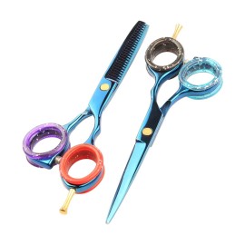 10pcs Colorful Barber Hair Scissors with Finger Rings & Grips - Grooming Shear Thumb Inserts & Finger Protector Ring for Pet Shears (Random Color) 10pcs Colorful Barber Hair Scissors with Finger Rings & Grips - Grooming Shear Thumb Inserts & Finger Protector Ring for Pet Shears (Random Color)