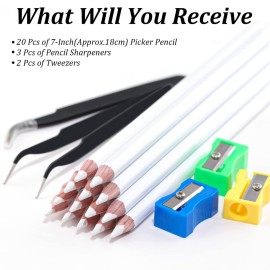 GA&EN Rhinestone Picker Pencil for Nails, 20Pcs 7-inch Rhinestone Pickup Pen Kit for Gem Crystal Nail Art and Diamond Painting with Nail Dotting Tools, Sharpeners, Tweezers