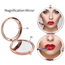 GAOLZIUY Compact Mirror Gifts for Mom, Rose Gold Compact Mirror for Mother, Birthday Gifts for Women from Daughter or Son for Mom Birthday, Mothers Day Wedding Anniversary
