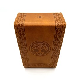 Luck Lab Leather Tarot Card Case/Holder - Brown - For Most Standard Size Tarot Cards (Fits Deck size with Box measuring 4.875 x 2.875 x 1.25)- Tree of LIfe Design