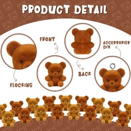 Hungdao 12pcs Mini Flocked Bears Tiny Bear Stuffed Miniature Decorations for Birthday Cake Wedding Decor Party Favor Supplies Bag Charm DIY Accessory 1 Inch(Brown, Light Brown)