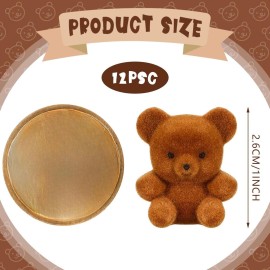 Hungdao 12pcs Mini Flocked Bears Tiny Bear Stuffed Miniature Decorations for Birthday Cake Wedding Decor Party Favor Supplies Bag Charm DIY Accessory 1 Inch(Brown, Light Brown)