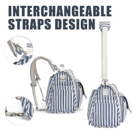 ALLCAMP Diaper bag backpack Multi-Function Waterproof Travel Backpack Nappy Bags for Baby Care, Large CapacitySupport baby Stroller, Converted Into a Tote Bag (Blue stripe)