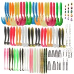 YOUHOT Fishing Lures Soft Bionic Bait 93PCS Set with Paddle Tail Swimbaits Worms Fishing Swivels & Snaps Weights Beads for Bass Fishing