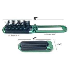 2 Green ALAZCO Folding Hair Brush With Mirror Compact Pocket Size Travel Car Gym Bag Purse Locker Swimming Camping Sleepover Gift and more 2 Green ALAZCO Folding Hair Brush With Mirror Compact Pocket Size Travel Car Gym Bag Purse Locker Swimming Camping Sleepover Gift and more