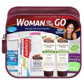 Convenience Kits International Women\'s Multicultural 10 PC Grooming/Hygiene Travel Kit Featuring: Palmer\'s Travel-Size Hair & Body Products, Beige, (23AZ)