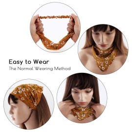 TOBATOBA Floral Hair Scarf Headband 5 Pcs - Chiffon Boho Headbands for Women Elastic Head Bandana Floral Bandana Headbands for Women Girls Hair Accessories