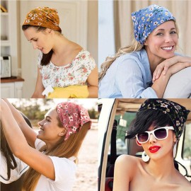 TOBATOBA Floral Hair Scarf Headband 5 Pcs - Chiffon Boho Headbands for Women Elastic Head Bandana Floral Bandana Headbands for Women Girls Hair Accessories