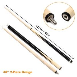 Genubi Industry 48 Inch Pool Cue Stick/Billiards Cue Stick, Hardwood Pool Stick Pool Cue, 2-Piece Pool Cue House Bar Cue Stick, Set of 2
