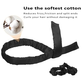 Heatless Hair Curler Headband For Long Hair Soft curlers Sleep Overnight Creates heatless curls and waves No Heat Curlers Rod for Women Girls Black