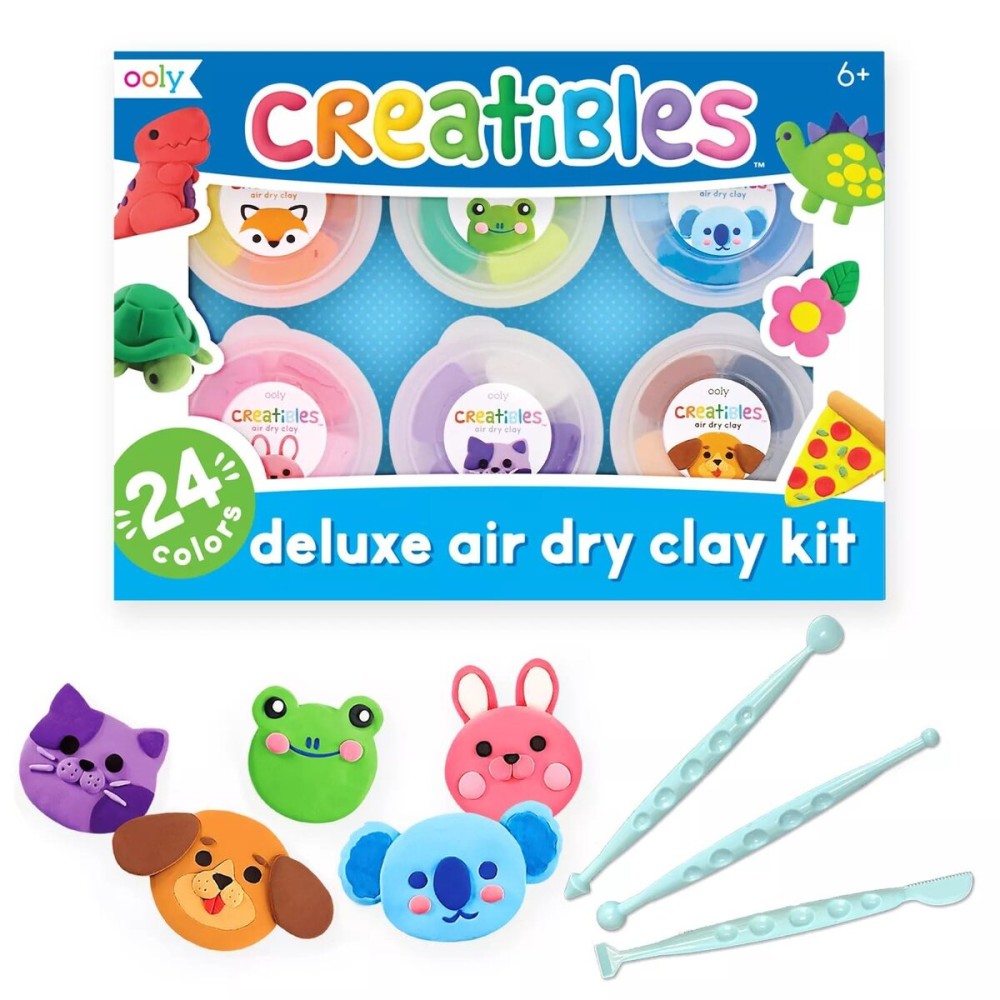 Ooly Air Dry Clay for Kids, 24 Colors Modeling Clay with 3 Shaping Tools, Play Dough Summer Craft Supplies - Creatibles