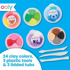 Ooly Air Dry Clay for Kids, 24 Colors Modeling Clay with 3 Shaping Tools, Play Dough Summer Craft Supplies - Creatibles