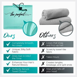 THE PERFECT HAIRCARE Microfiber Hair Large Towels Wrap for Women - Smooth as Silk - Anti-Frizz for Curly, Wavy, Straight Hair Girls - Plopping Essential - Easier to Use Than a T-Shirt - 2 Pack