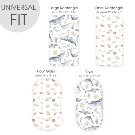 GRSSDER Stretchy Ultra Soft Fitted Bassinet Sheets Set 2 Pack, Cradle Sheet Universal Fit for Rectangle, Oval, or Hourglass Bassinet Pad/Mattress Safe and Snug, Stylish Cute Whale Sea Worl for Baby