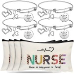 Highergo 8 Pcs Nurse Appreciation Gifts for Women, 4 Makeup Cosmetic Bag with 4 Bracelets, Nurse Week Practitionor Gifts for Thank You Students Supplies Graduation Day Birthday Christmas