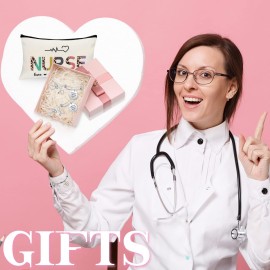 Highergo 8 Pcs Nurse Appreciation Gifts for Women, 4 Makeup Cosmetic Bag with 4 Bracelets, Nurse Week Practitionor Gifts for Thank You Students Supplies Graduation Day Birthday Christmas