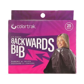 Colortrak Backwards Bib, Disposable Waterproof Salon/Barber Cape for Hair Cutting and Dyeing Protects Clients, Capes and Salon Chairs, 24 x 38 Inches - Includes 25 Bibs