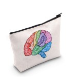 G2TUP Brain Anatomy Gift Neuroscience Cosmetic Bag Neurology Nurse Makeup Bag Nursing S-tudent Anatomical Layout Brain Zipper Travel Bag (Brain Anatomy White Bag)