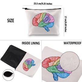 G2TUP Brain Anatomy Gift Neuroscience Cosmetic Bag Neurology Nurse Makeup Bag Nursing S-tudent Anatomical Layout Brain Zipper Travel Bag (Brain Anatomy White Bag)