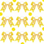 Mtlee 9 Pcs Softball Hair Bows 7.5 Inch Softball Ribbon Elastic Bows Sport Scrunchies Accessories for Girls Bulk Cheer Player Team