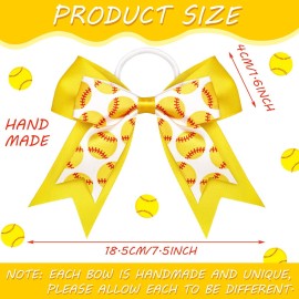 Mtlee 9 Pcs Softball Hair Bows 7.5 Inch Softball Ribbon Elastic Bows Sport Scrunchies Accessories for Girls Bulk Cheer Player Team