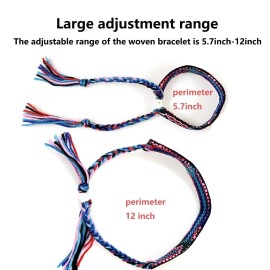 Tangser Woven Friendship Bracelets, Braided Bracelets String, Adjustable Nepal BraceletMexico Wave Anklet for Best Friends Kids Women Girls Kids Men, Assorted Colorful12PCS