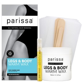 Parissa Legs & Body Warm Wax Kit, Salon-Style Microwavable Formula for Coarse Hair Removal on Face or Body, At-Home Waxing Kit