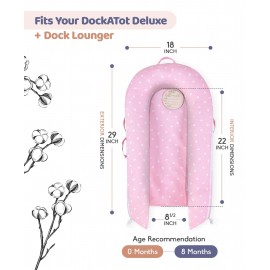 Loonah Newborn Baby Lounger Cover with \'Hello World\' Sign, Compatible with Dock A Tot Deluxe+ Lounger (Pink), Hypoallergenic & Machine Washable - 100% Cotton Cover for Baby Dock Lounger (Cover Only)