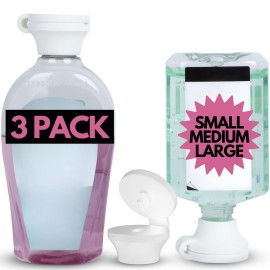 Home and Bathroom Bottle Emptying Cap - Convenient Flip Top Design to Empty Pump Bottles (3 Pack - Small, Medium, and Large (Black)) (White Cap, 3 Pack)