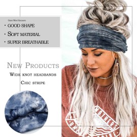 Olbye Wide Headbands 3Pcs, Tie Dye Elastic Head Bands, Turban Headwraps, Nonslip Workout Hair Bands, Boho Hair Accessories for Women Olbye Wide Headbands 3Pcs, Tie Dye Elastic Head Bands, Turban Headwraps, Nonslip Workout Hair Bands, Boho Hair Accessories for Women