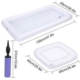 4 Pack Inflatable Ice Serving Bar Pool Party Buffet Drink Cooler Floating Ice Tray Food Drink Containers for Summer Parties with Inflatorce