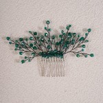 Jumwrit Hair Comb, Rhinestone and Alloy, Green, Bridal Hair Accessories, Handmade Bridal Headpiece for Women, Wedding Hair Comb for Brides and Bridesmaid