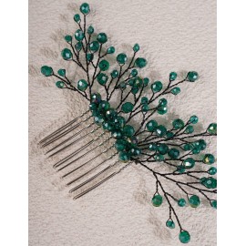 Jumwrit Hair Comb, Rhinestone and Alloy, Green, Bridal Hair Accessories, Handmade Bridal Headpiece for Women, Wedding Hair Comb for Brides and Bridesmaid Jumwrit Hair Comb, Rhinestone and Alloy, Green, Bridal Hair Accessories, Handmade Bridal Headpiece for Women, Wedding Hair Comb for Brides and Bridesmaid