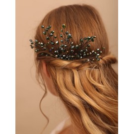 Jumwrit Hair Comb, Rhinestone and Alloy, Green, Bridal Hair Accessories, Handmade Bridal Headpiece for Women, Wedding Hair Comb for Brides and Bridesmaid Jumwrit Hair Comb, Rhinestone and Alloy, Green, Bridal Hair Accessories, Handmade Bridal Headpiece for Women, Wedding Hair Comb for Brides and Bridesmaid