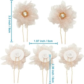BETITETO Bridal Flower Hair Pins 5 Pieces U-Shaped Rhinestone Floral Hair Buns Comb Accessories for Wedding Party Banquet (Pink) BETITETO Bridal Flower Hair Pins 5 Pieces U-Shaped Rhinestone Floral Hair Buns Comb Accessories for Wedding Party Banquet (Pink)