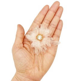 BETITETO Bridal Flower Hair Pins 5 Pieces U-Shaped Rhinestone Floral Hair Buns Comb Accessories for Wedding Party Banquet (Pink) BETITETO Bridal Flower Hair Pins 5 Pieces U-Shaped Rhinestone Floral Hair Buns Comb Accessories for Wedding Party Banquet (Pink)