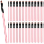 Patelai 48 Pcs Flat Makeup Brushes Flat Lip Concealer Brushes Small Portable Eyebrow Brush Concealer Synthetic Lip Brush Beauty Makeup Tool for Concealing Blending Setting Buffing(Pink)