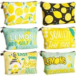 Reginary 6 Pcs Makeup Bags Purse Travel Cosmetic Pouch Waterproof Multifunction Makeup Pouch with Zipper Toiletry Bag Pencil Case Organizer Makeup Accessories for Women Girls Teenagers (Lemon Style)