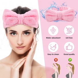 Molain Bowknot Hairband for Women, Coral Fleece Elastic Headband for Washing Face Shower Sports Beauty Skincare (Pink, 1 Count) Molain Bowknot Hairband for Women, Coral Fleece Elastic Headband for Washing Face Shower Sports Beauty Skincare (Pink, 1 Count)
