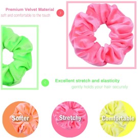IVARYSS Neon Scrunchies for Hair 80s, Premium Velvet Soft Hair Scrunchy, Solid Colors Thick Elastic Bands, Hair Accessories for Women and Girls, 12 Pack IVARYSS Neon Scrunchies for Hair 80s, Premium Velvet Soft Hair Scrunchy, Solid Colors Thick Elastic Bands, Hair Accessories for Women and Girls, 12 Pack